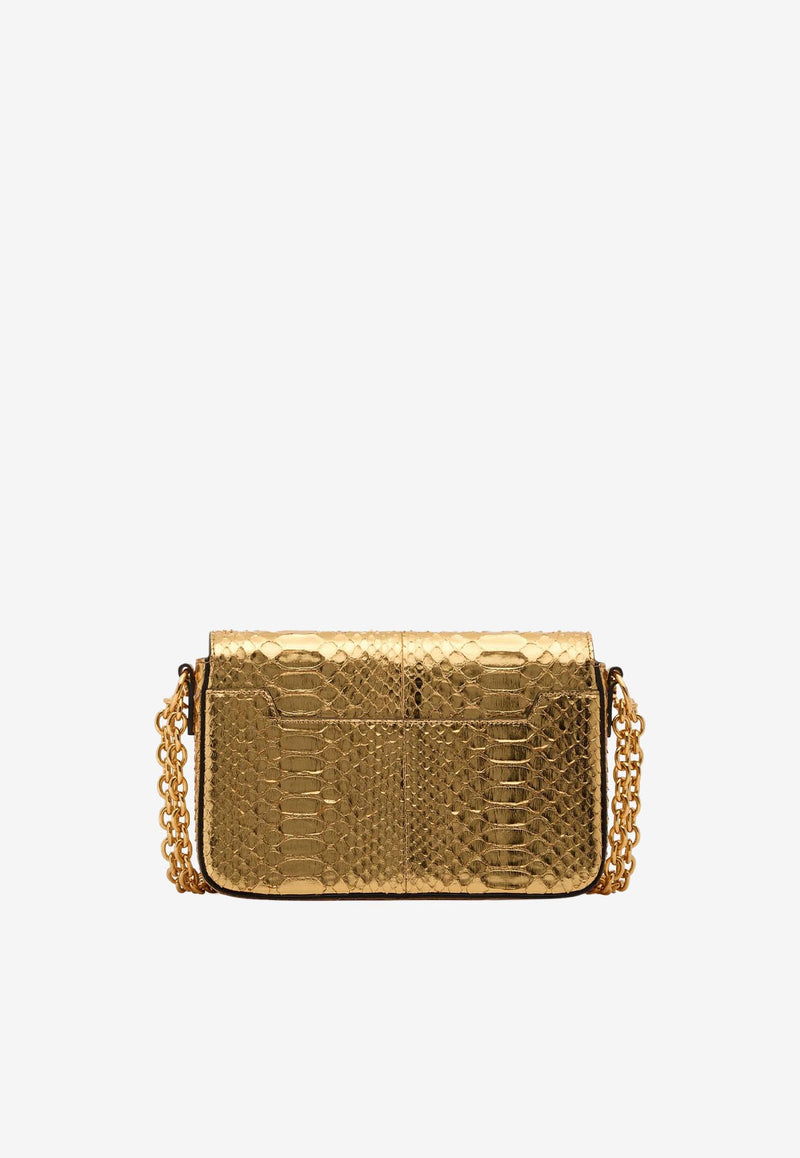 Tom Ford Medium Natalia Metallic Python Shoulder Bag Gold L0826T-EPY013- U2004