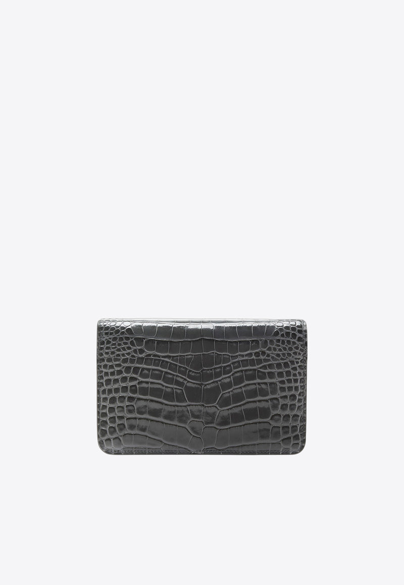 Tom Ford Small Whitney Croc-Embossed Shoulder Bag L1738-LCL395X 1G020 Gray