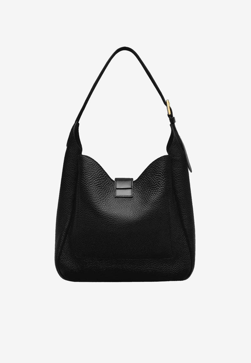 Tom Ford Medium Monarch Leather Hobo Shoulder Bag L1743-LCL387X 1N001 Black