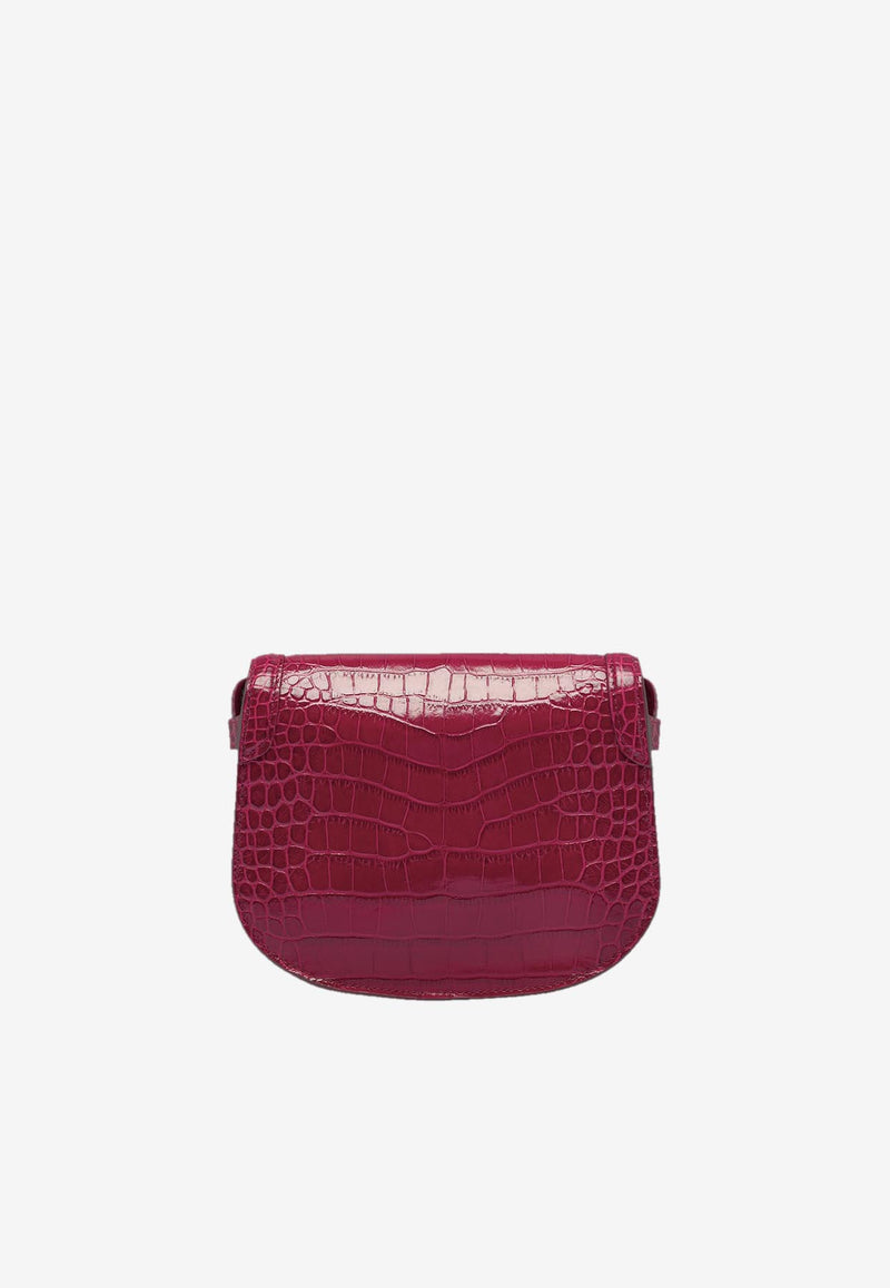 Tom Ford Mini Wallis Shoulder Bag in Croc-Embossed Leather L1841-LCL395X 1P046 Pink