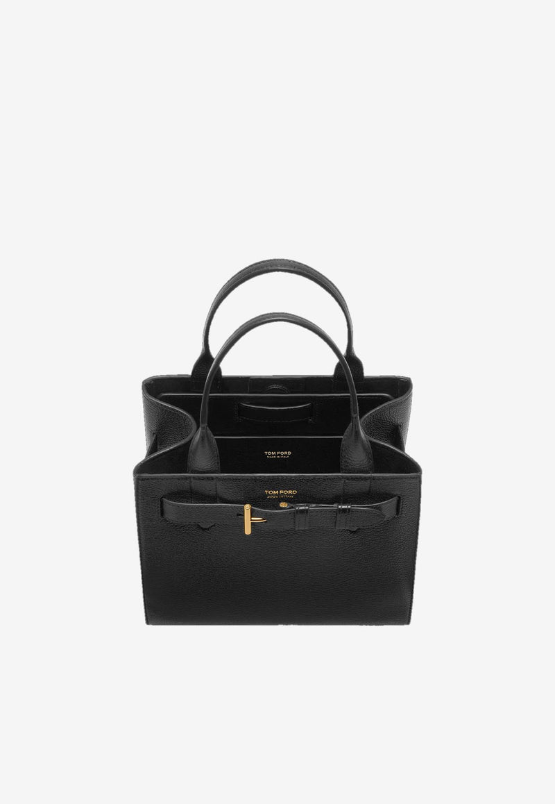 Tom Ford Small Audrey Grained Leather Tote Bag Black L1885-LCL429X 1N001