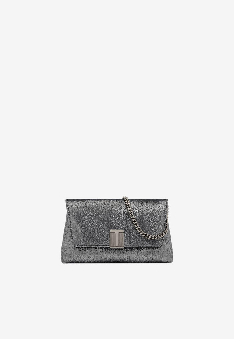 Tom Ford Mini Nobile Metallic Clutch Bag Silver L1886-TSY054A 1G001