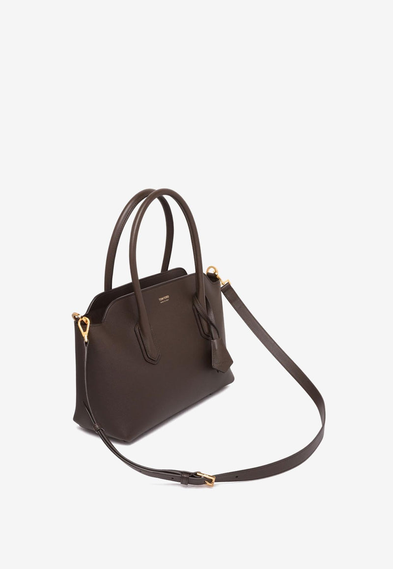 Tom Ford Alexander Medium Chocolate Brown Leather Shoulder Bag L1891-LCL490G 1B051