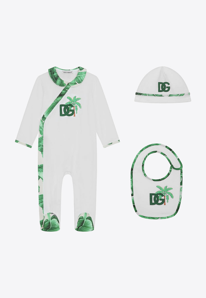 Dolce & Gabbana Kids Baby Boys Banana Tree Print 3-Piece Gift Set L1JO6R G7K8M S9000 White