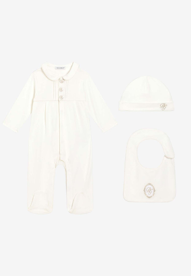 Dolce & Gabbana Kids Babies Piqué and Interlock Onesie Gift Set - Set of 3 White L1JOAR G7O3Z S9000
