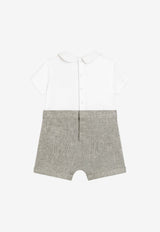 Dolce & Gabbana Kids Baby Boys Interlock and Linen Romper Gray L1JOBX G7P5R S9000