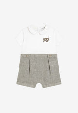 Dolce & Gabbana Kids Baby Boys Interlock and Linen Romper Gray L1JOBX G7P5R S9000