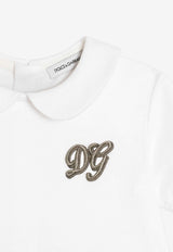 Dolce & Gabbana Kids Baby Boys Interlock and Linen Romper Gray L1JOBX G7P5R S9000