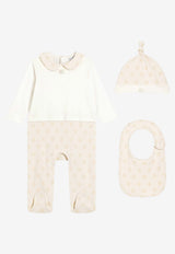 Dolce & Gabbana Kids Babies Interlock Logo Jacquard Gift Set - Set of 3 Beige L1JOCA G7PST S9000