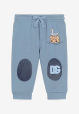 Dolce & Gabbana Kids Baby Boys Leopard and DG Logo Track Pants Blue L1JPLA G7PNF B0112