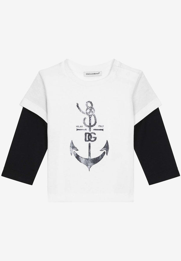 Dolce & Gabbana Kids Babies DG Anchor Print T-shirt L1JTGZ G7L1C S9000 Multicolor