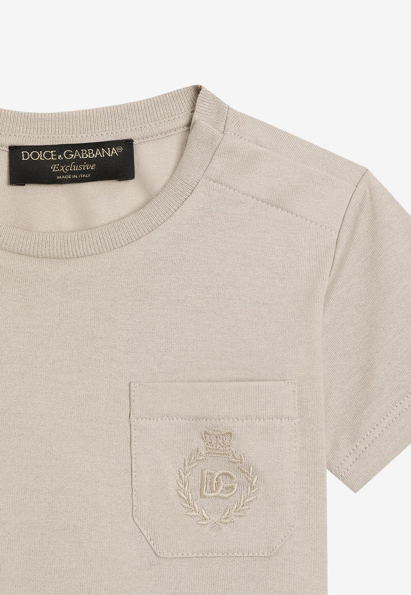 Dolce & Gabbana Kids Baby Boys DG Laurel Embroidered T-shirt Beige L1JTIP G7O9B M0299