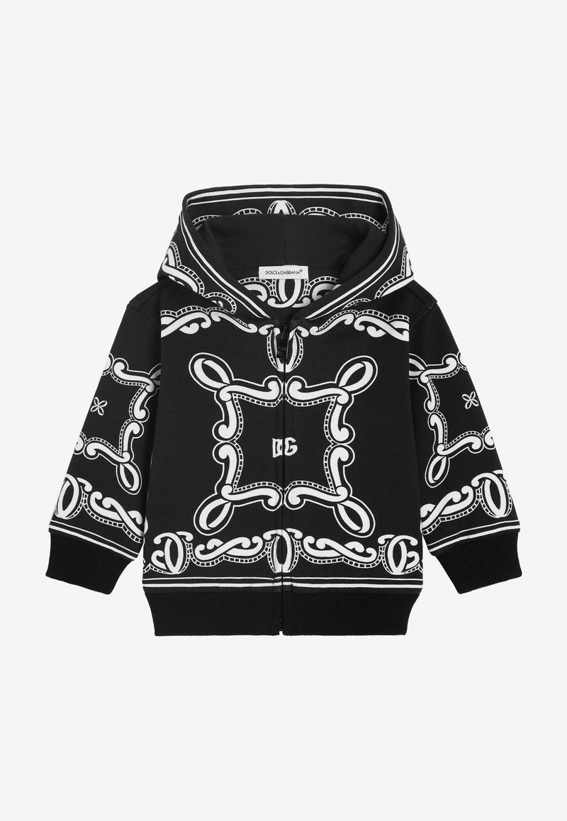 Dolce & Gabbana Kids Baby Boys Bandanna Print Zip-Up Hoodie Black L1JWIT II7FQ HN9RA