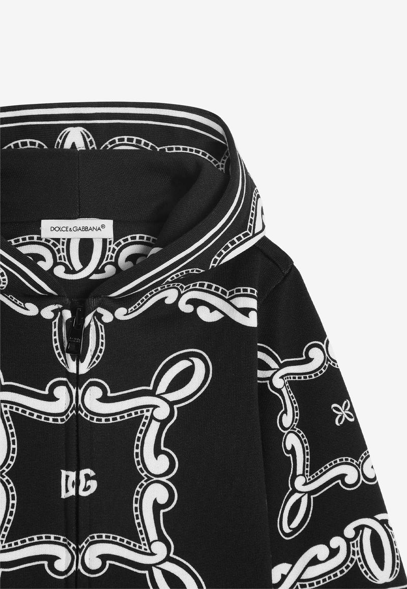 Dolce & Gabbana Kids Baby Boys Bandanna Print Zip-Up Hoodie Black L1JWIT II7FQ HN9RA