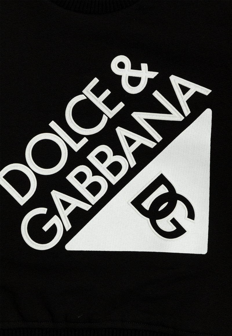 Dolce & Gabbana Kids Babies Logo Print Crewneck Sweatshirt Black L1JWKD G7O6N N0000