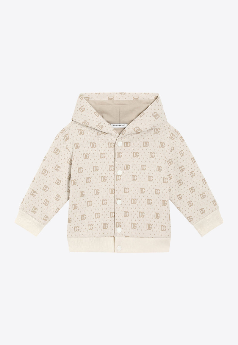 Dolce & Gabbana Kids Baby Boys Polka Dot Jacquard Hooded Sweatshirt Beige L1JWLS FJ7EA S9000