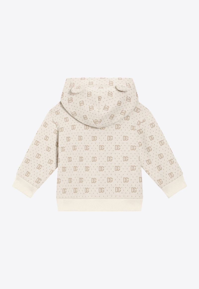 Dolce & Gabbana Kids Baby Boys Polka Dot Jacquard Hooded Sweatshirt Beige L1JWLS FJ7EA S9000