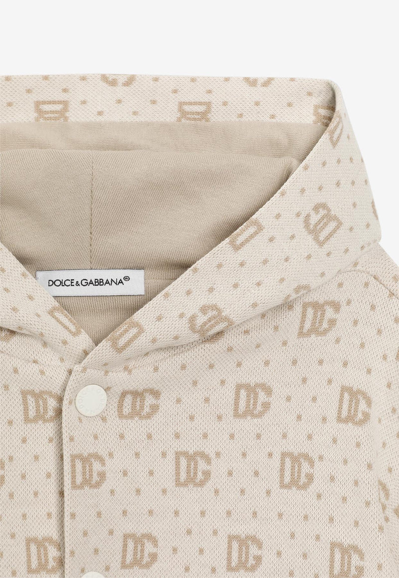 Dolce & Gabbana Kids Baby Boys Polka Dot Jacquard Hooded Sweatshirt Beige L1JWLS FJ7EA S9000