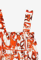 Dolce & Gabbana Kids Baby Girls Majolica Print Romper Multicolor L22O08 G7P4R IO3TN