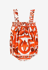 Dolce & Gabbana Kids Baby Girls Majolica Print Romper Multicolor L22O08 G7P4R IO3TN