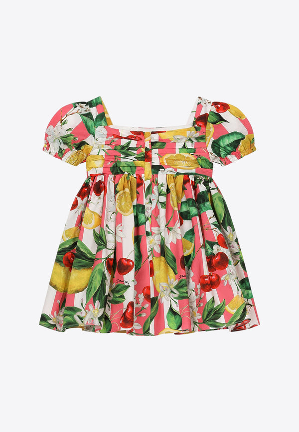 Dolce & Gabbana Kids Baby Girls Lemon and Cherry Print Dress L23DV5 HS5Q7 HH5AL Multicolor