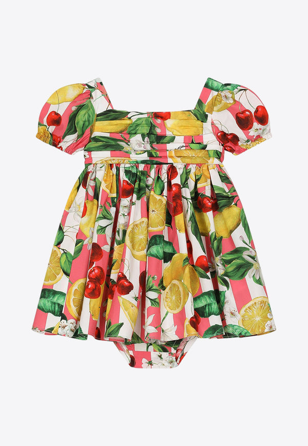 Dolce & Gabbana Kids Baby Girls Lemon and Cherry Print Dress L23DV5 HS5Q7 HH5AL Multicolor