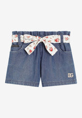 Dolce & Gabbana Kids Baby Girls Chambray Shorts with Belt Denim L23Q32 LDD73 S9000