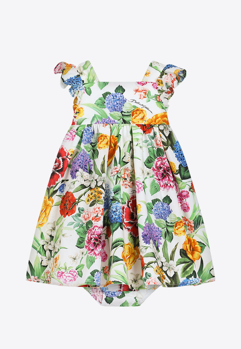 Dolce & Gabbana Kids Baby Girls Floral Print Poplin Dress with Bloomers Multicolor L24DG1 HS5TC HA5KU