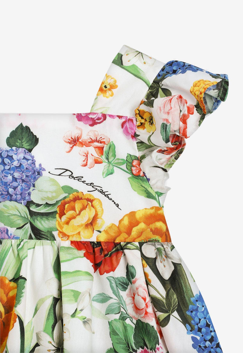 Dolce & Gabbana Kids Baby Girls Floral Print Poplin Dress with Bloomers Multicolor L24DG1 HS5TC HA5KU