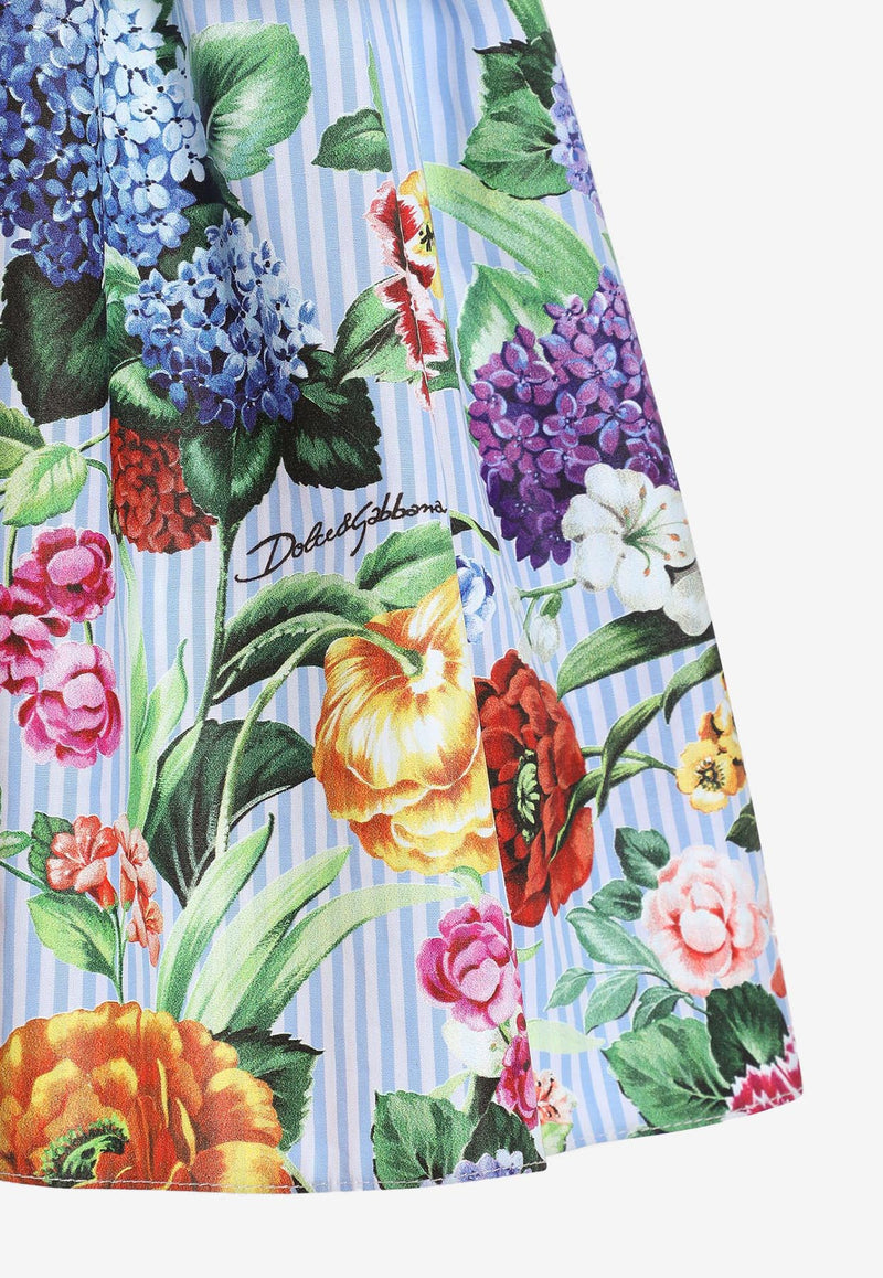 Dolce & Gabbana Kids Baby Girls Floral Print Striped Dress Multicolor L24DG6 FI5K7 HH5KU
