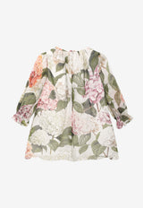 Dolce & Gabbana Kids Baby Girls Hydrangea Print Silk Dress Multicolor L24DH9 IS10T HA5XG