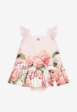 Dolce & Gabbana Kids Baby Girls Hydrangea Print Striped Dress Multicolor L24DN6 FI5NR HA5XG