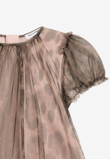 Dolce & Gabbana Kids Baby Girls Leopard Print Ruffled Tulle Dress Brown L24DO5 HSMV5 HY13M
