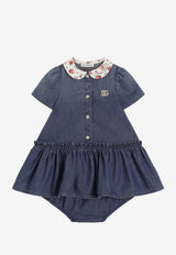 Dolce & Gabbana Kids Baby Girls DG Logo Chambray Dress Denim L24DO6 LDD72 S9000