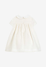 Dolce & Gabbana Kids Baby Girls DG Logo Seersucker Linen Dress White L24DP1 FU4MZ W0111