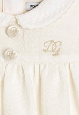 Dolce & Gabbana Kids Baby Girls DG Logo Seersucker Linen Dress White L24DP1 FU4MZ W0111