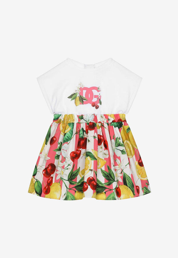 Dolce & Gabbana Kids Baby Girls Cherry Print Dress with Bloomers L2JD5K G7L9B S9000 Multicolor