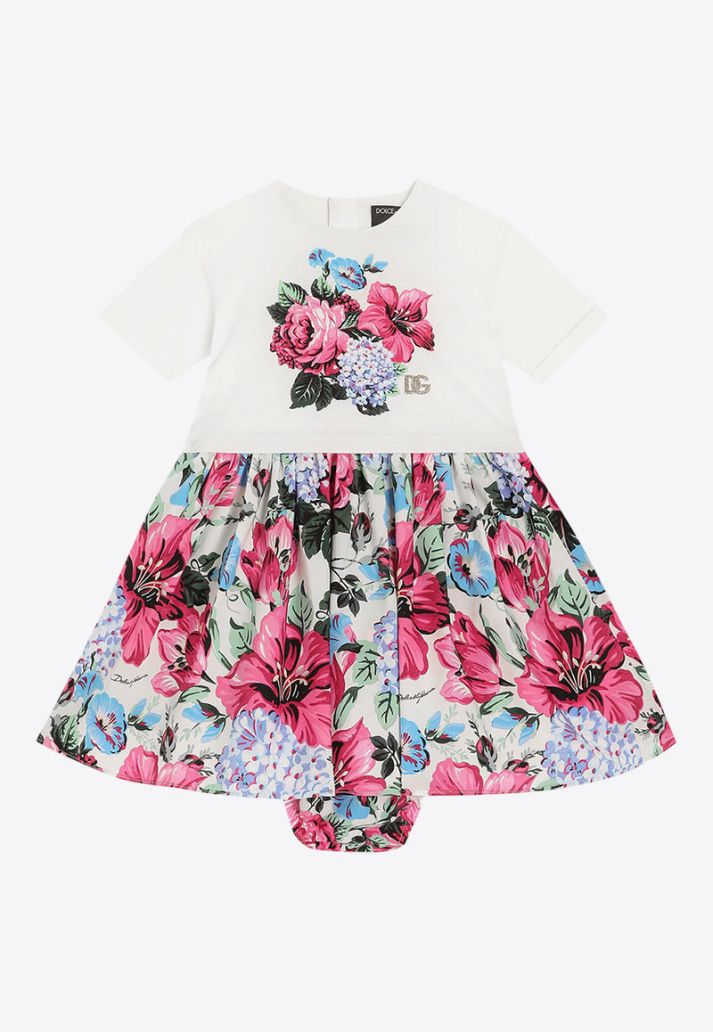 Dolce & Gabbana Kids Baby Girls Floral Poplin Dress Multicolor L2JD9R G7O9N S9000