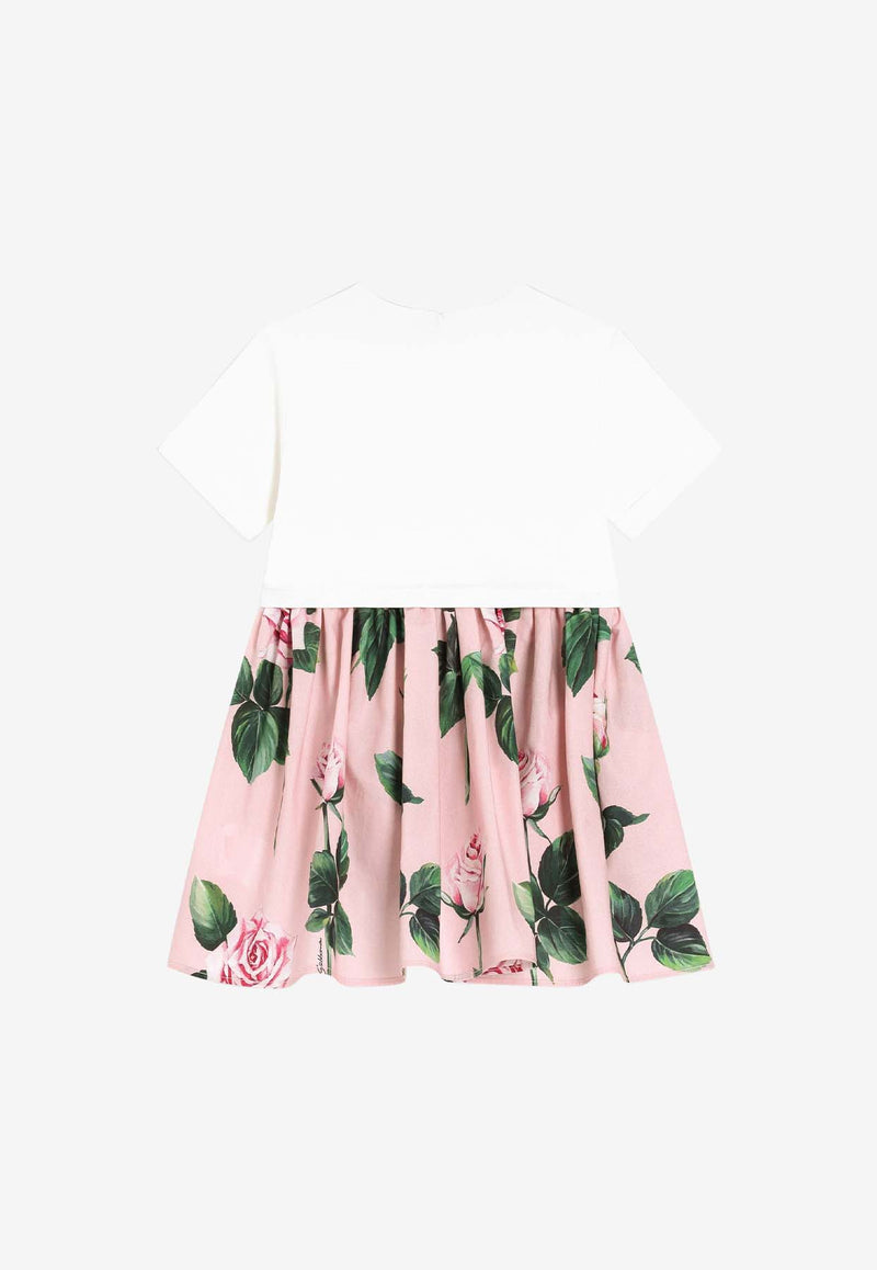 Dolce & Gabbana Kids Baby Girls Rose Print Poplin Dress Pink L2JD9R G7O0S S9000