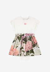 Dolce & Gabbana Kids Baby Girls DG Logo Hydrangea Print Dress Multicolor L2JDAU G7PQP S9000