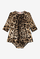 Dolce & Gabbana Kids Baby Girls Leopard Print Interlock Dress Brown L2JDB5 FSGQX HY13M
