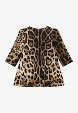 Dolce & Gabbana Kids Baby Girls Leopard Print Interlock Dress Brown L2JDB5 FSGQX HY13M