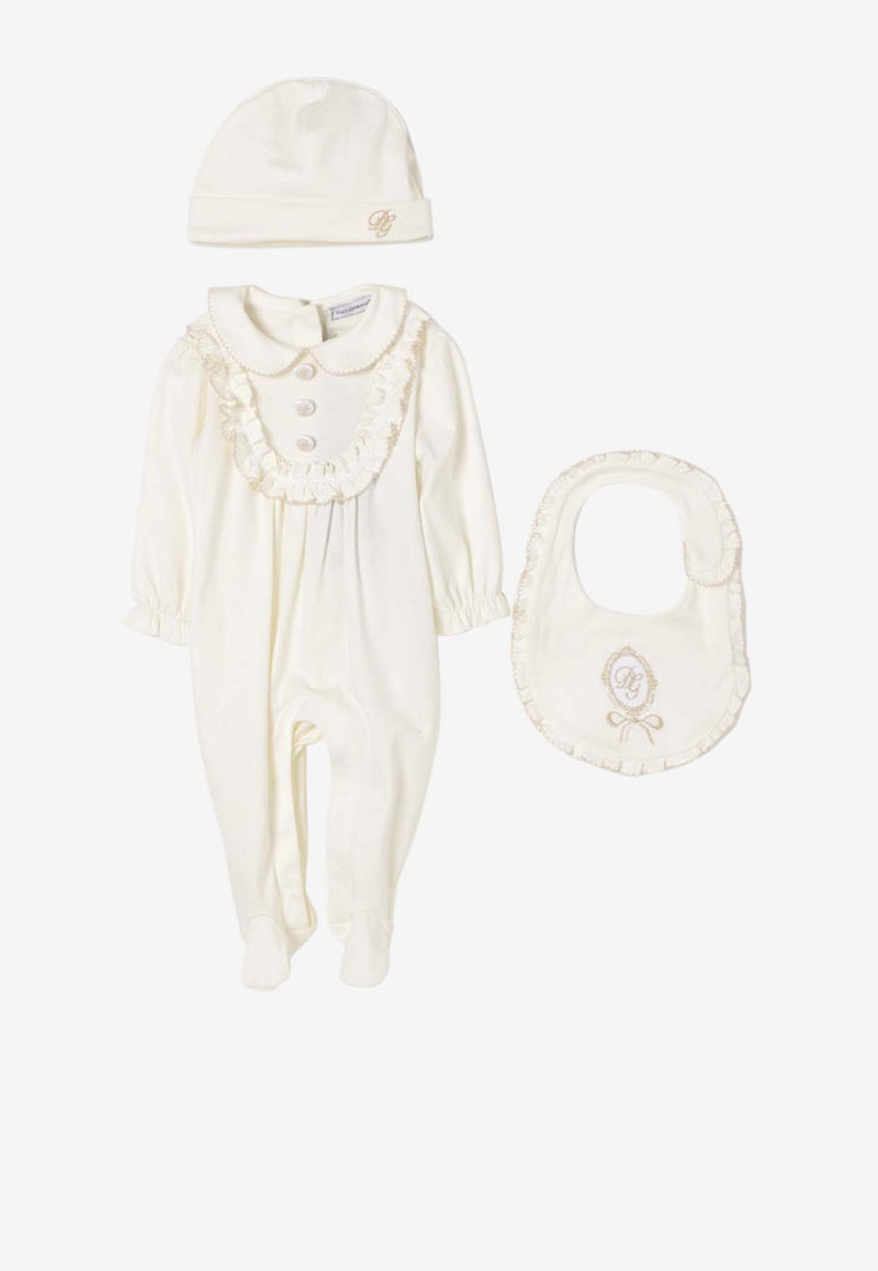 Dolce & Gabbana Kids Baby Girls Embroidered Logo Onesie Gift Set - Set of 3 White L2JO3T G7O3T W0001
