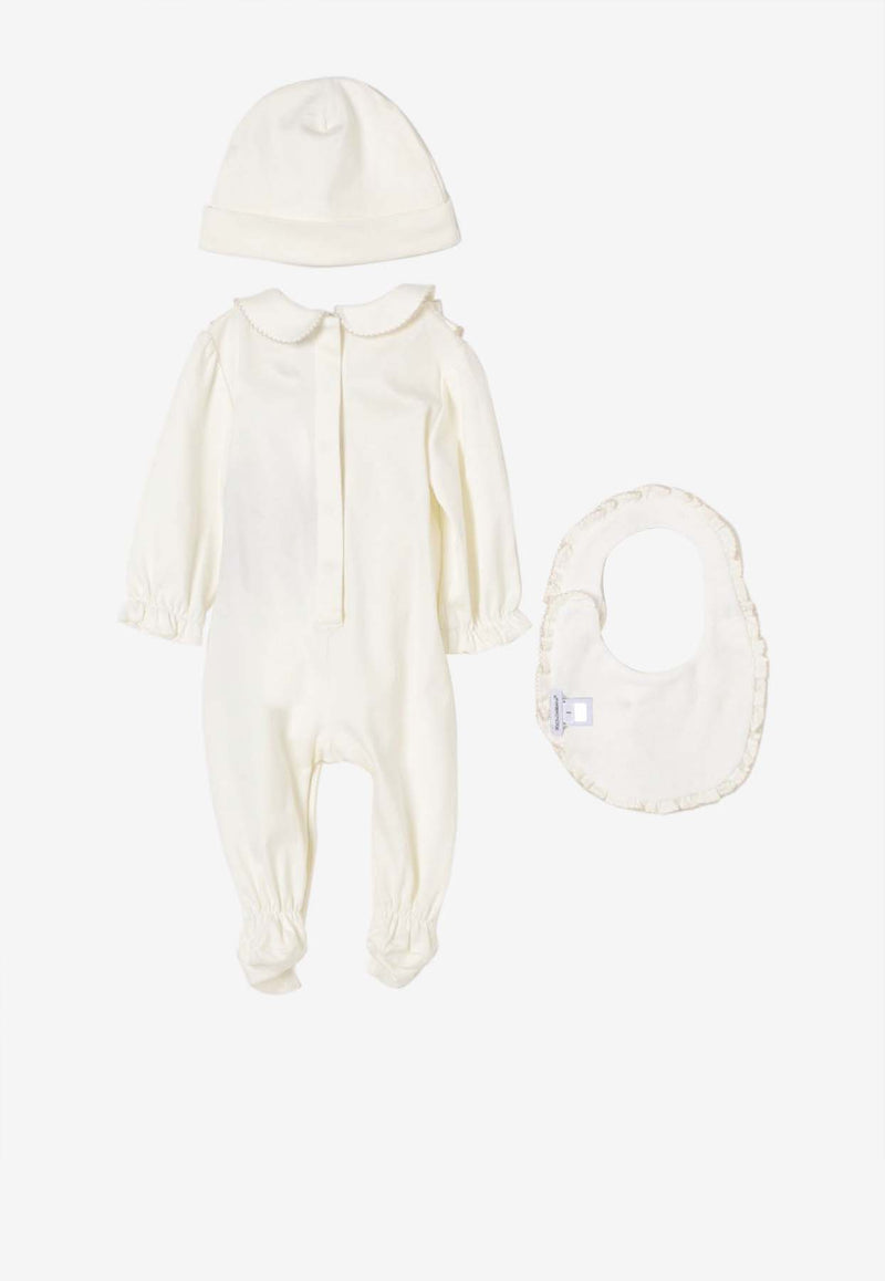 Dolce & Gabbana Kids Baby Girls Embroidered Logo Onesie Gift Set - Set of 3 White L2JO3T G7O3T W0001