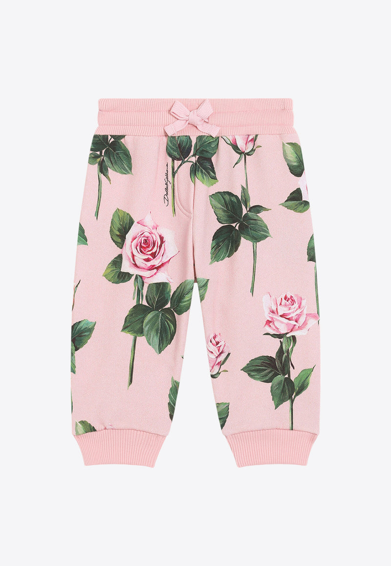 Dolce & Gabbana Kids Baby Girls Rose Print Track Pants Pink L2JPC9 HS7P1 HF5IZ