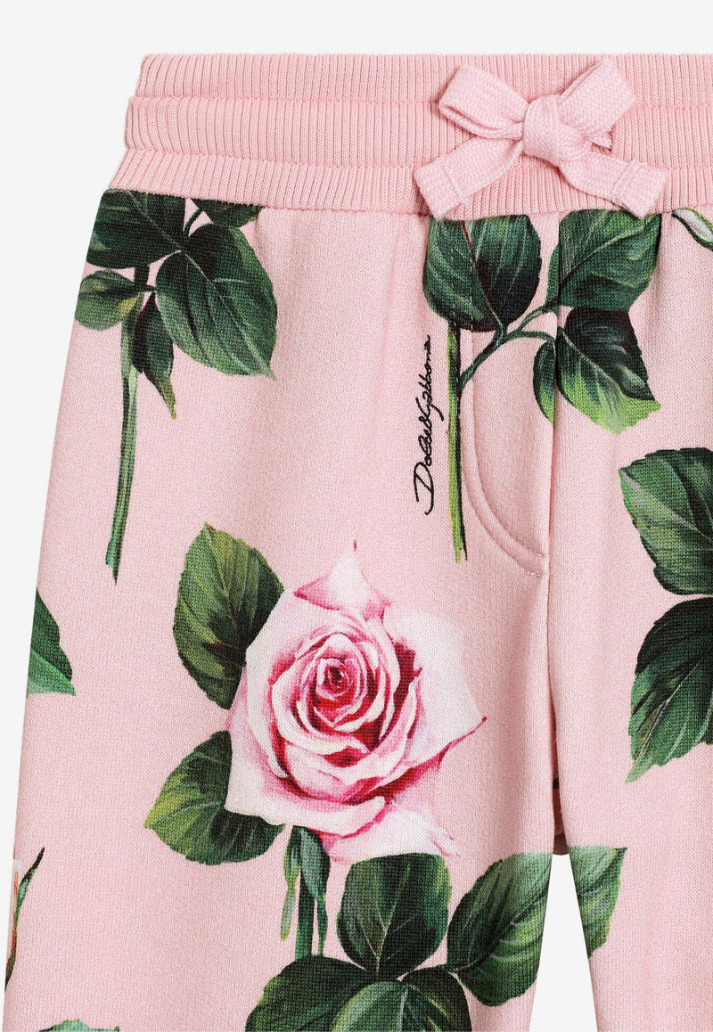 Dolce & Gabbana Kids Baby Girls Rose Print Track Pants Pink L2JPC9 HS7P1 HF5IZ