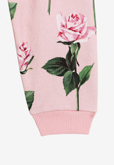 Dolce & Gabbana Kids Baby Girls Rose Print Track Pants Pink L2JPC9 HS7P1 HF5IZ