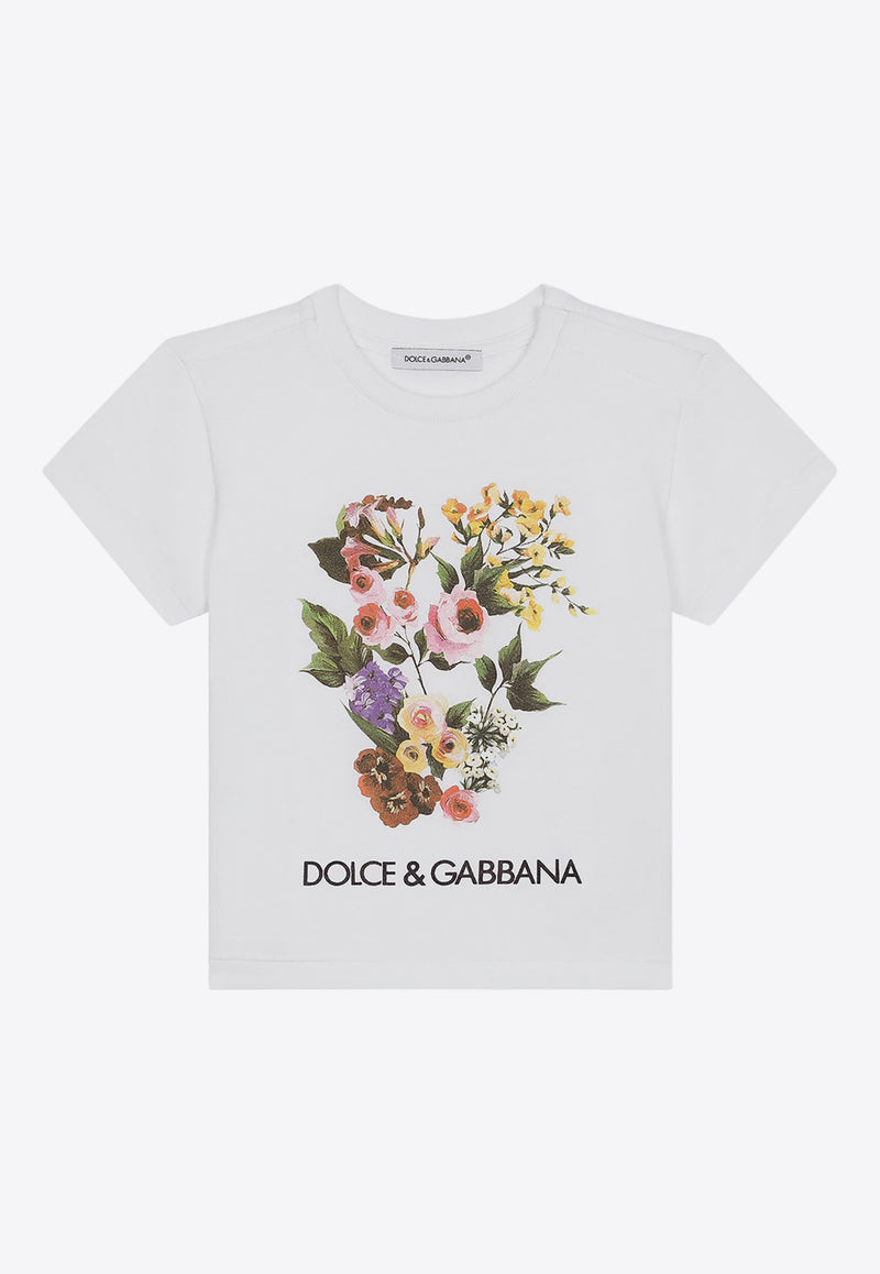 Dolce & Gabbana Kids Baby Girls Floral Print T-shirt L2JTIT G7M1Y W0800 White