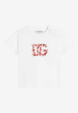 Dolce & Gabbana Kids Baby Girls Rose Print DG Logo T-shirt White L2JTIT G7PVF W0111