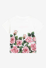 Dolce & Gabbana Kids Baby Girls Logo and Rose Print T-shirt White L2JTIT II7GI HA5IZ